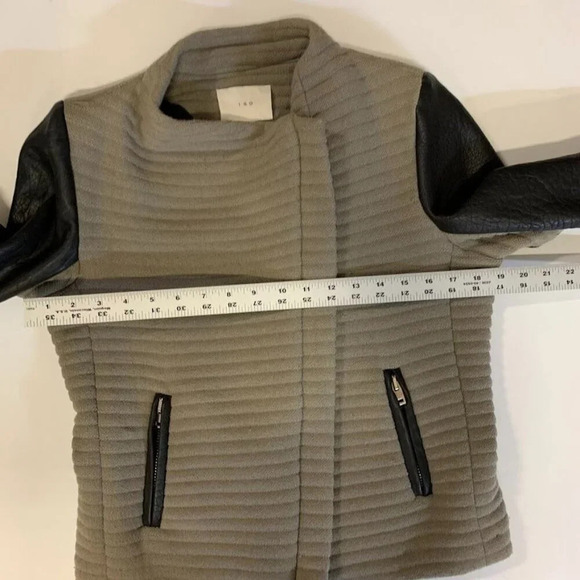 Iro Women's Mullen‎ Combo Rib Knit Leather Sleeve Moto Jacket Size 42/XL - Picture 11 of 13